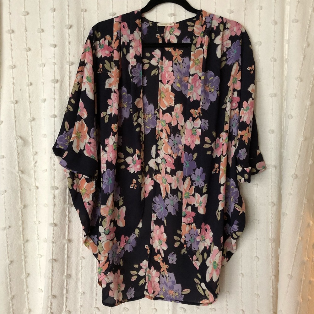 Navy Floral Kimono